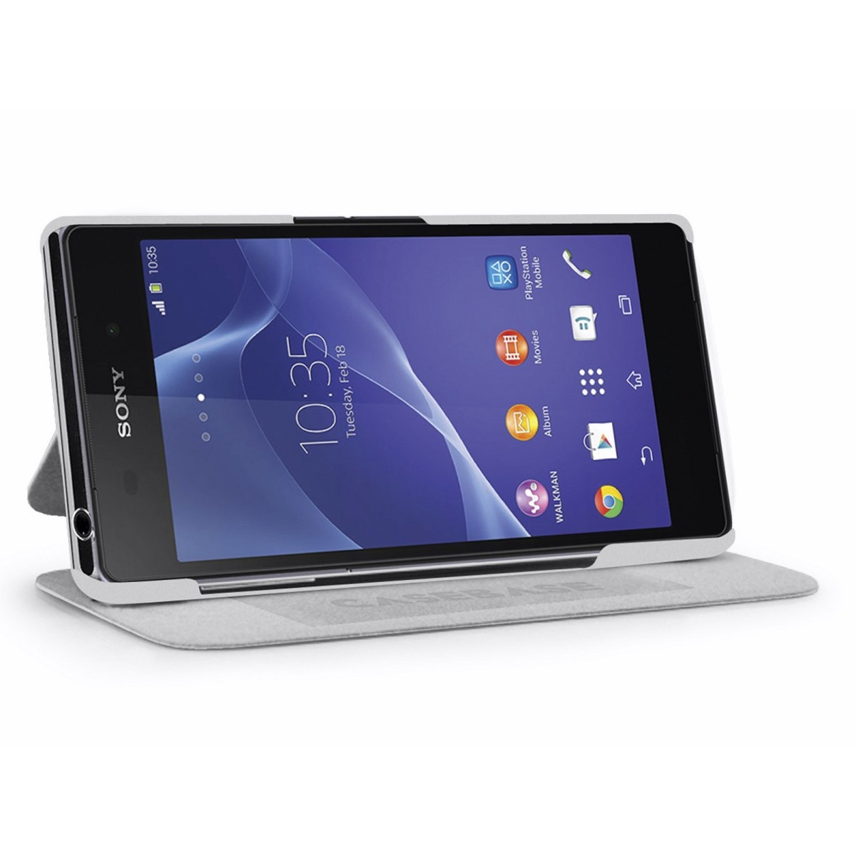 Funda Soporte Casebase Piel Blanca para Sony Xperia Z2
