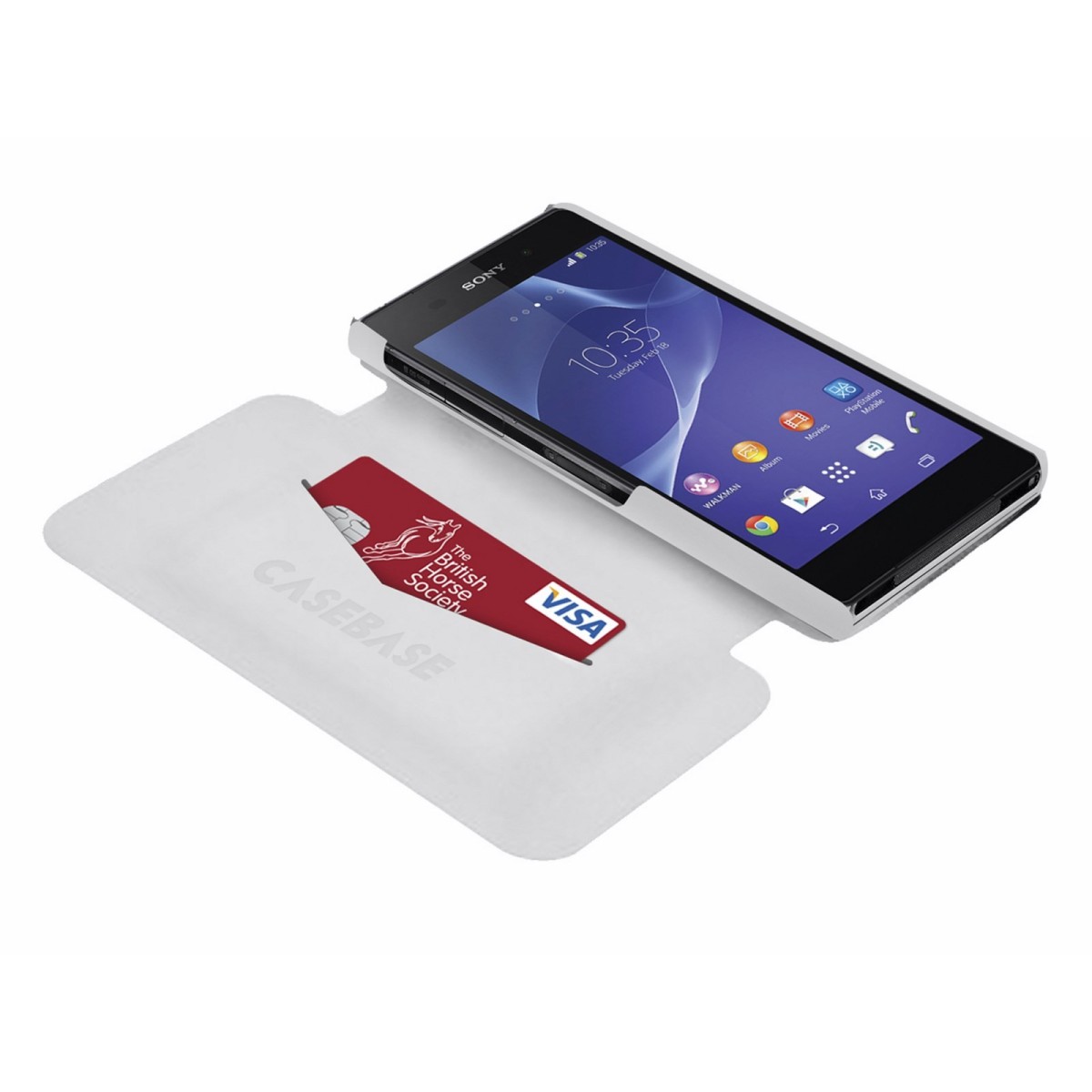 Funda Soporte Casebase Piel Blanca para Sony Xperia Z2