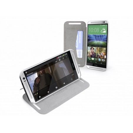 Funda Soporte Casebase Piel Blanca para HTC One 2 (M8)
