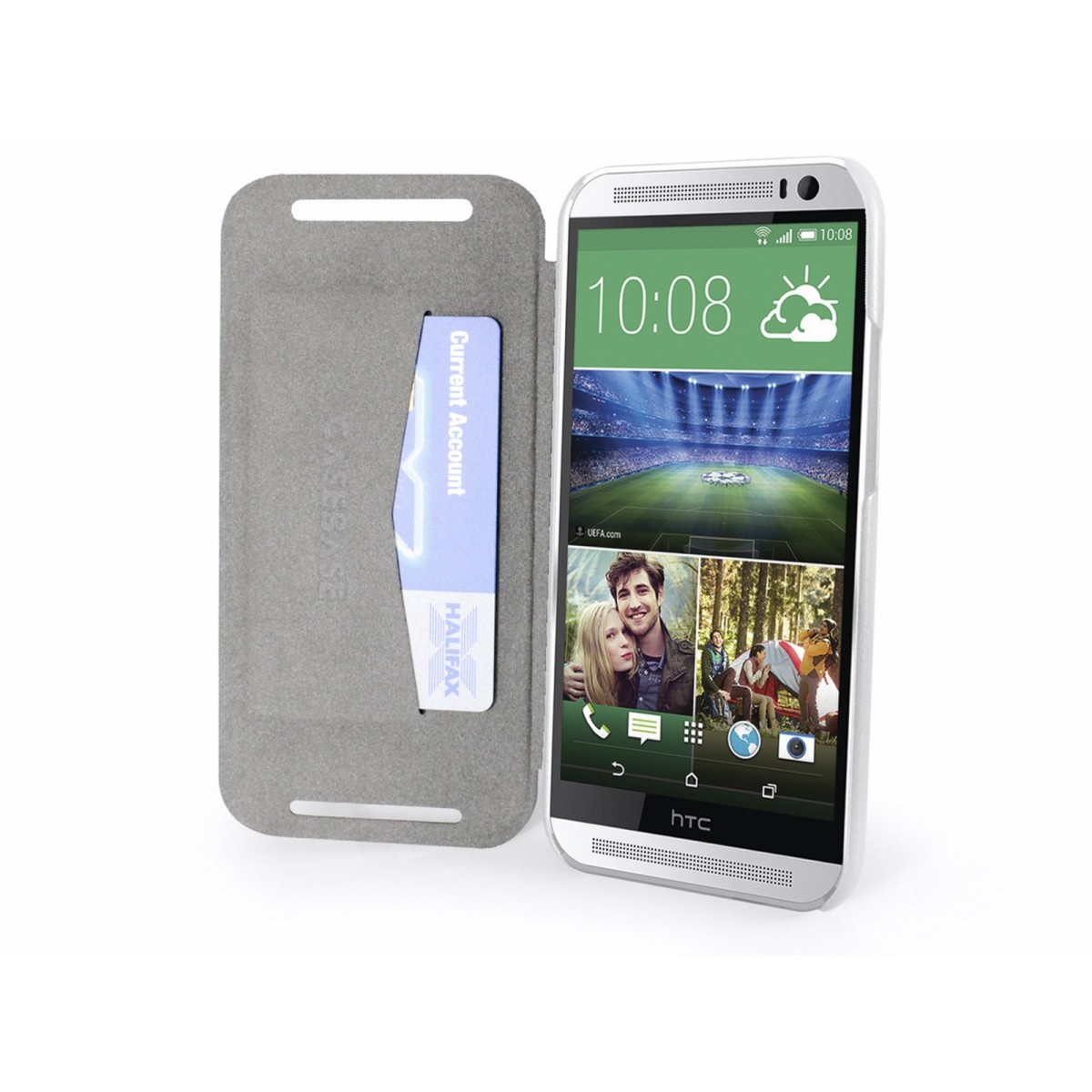 Funda Soporte Casebase Piel Blanca para HTC One 2 (M8)