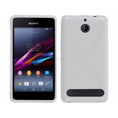 Funda Gel Tpu Sony Xperia E1 Modelo X Line Color Blanca