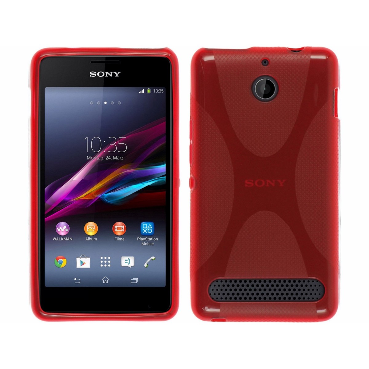 Funda Gel Tpu Sony Xperia E1 Modelo X Line Color Roja