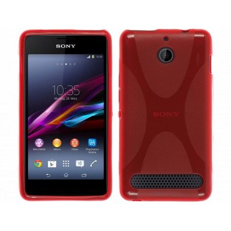 Funda Gel Tpu Sony Xperia E1 Modelo X Line Color Roja