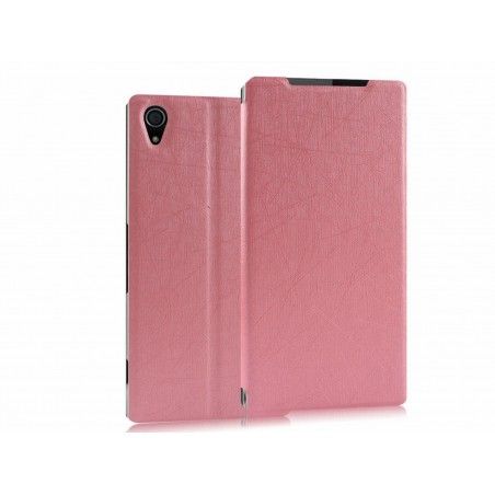 Funda Soporte Piel Texturizada Rosa para Sony Xperia Z2