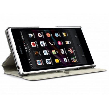 Funda Soporte Piel Texturizada Rosa para Sony Xperia Z2