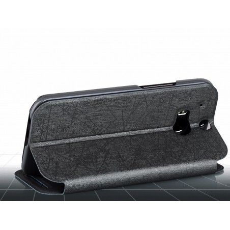 Funda Soporte Piel Texturizada Negra para HTC One 2 (M8)