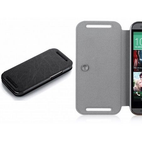 Funda Soporte Piel Texturizada Negra para HTC One 2 (M8)