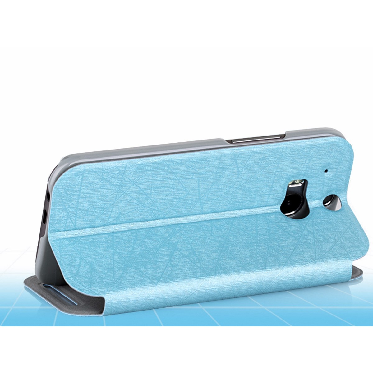 Funda Soporte Piel Texturizada Azul para HTC One 2 (M8)