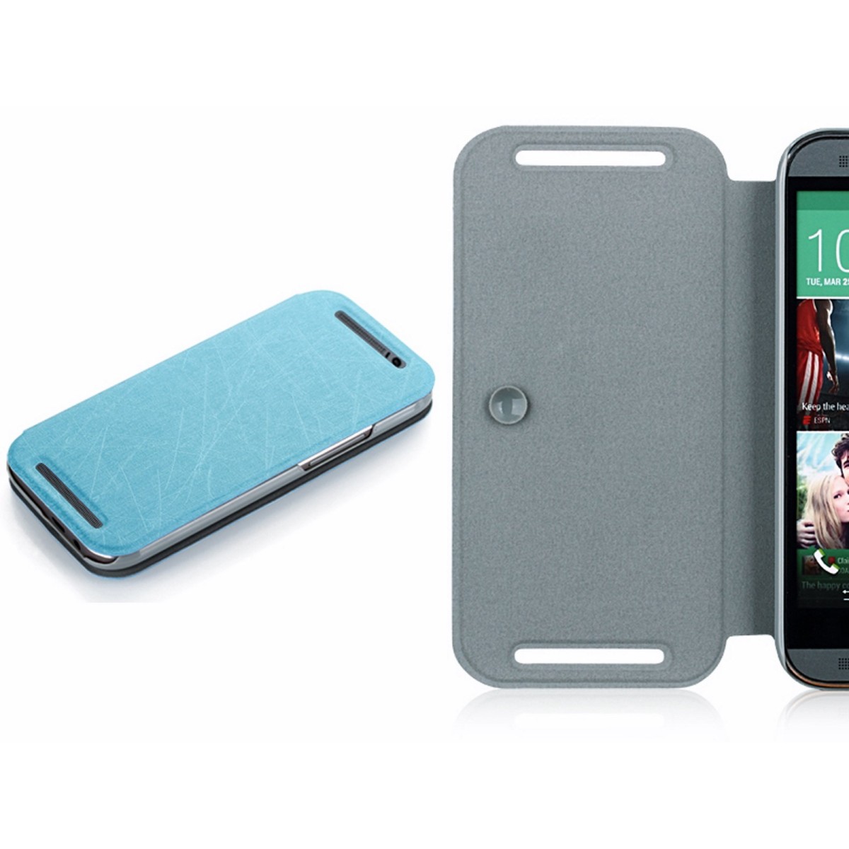 Funda Soporte Piel Texturizada Azul para HTC One 2 (M8)