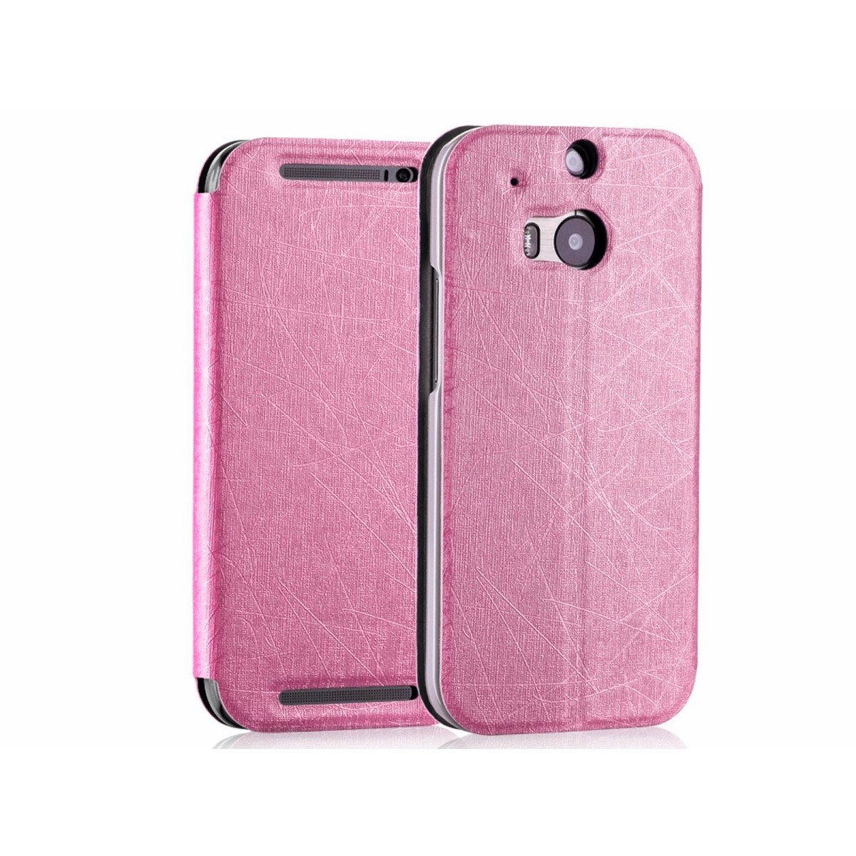 Funda Soporte Piel Texturizada Rosa para HTC One 2 (M8)