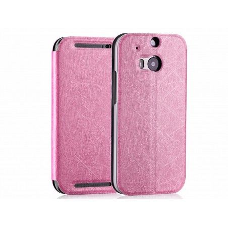 Funda Soporte Piel Texturizada Rosa para HTC One 2 (M8)
