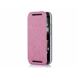 Funda Soporte Piel Texturizada Rosa para HTC One 2 (M8) 2