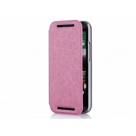 Funda Soporte Piel Texturizada Rosa para HTC One 2 (M8)