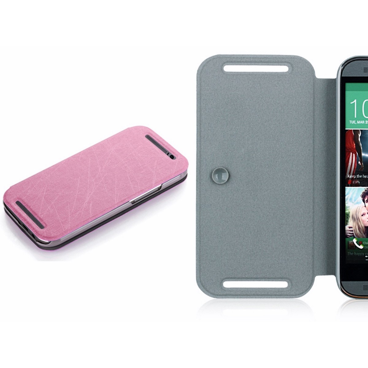 Funda Soporte Piel Texturizada Rosa para HTC One 2 (M8)
