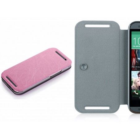 Funda Soporte Piel Texturizada Rosa para HTC One 2 (M8)