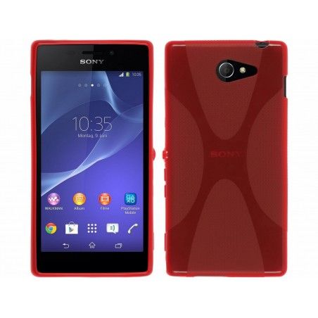 Funda Gel Tpu Sony Xperia M2 Aqua Modelo X Line Color Roja