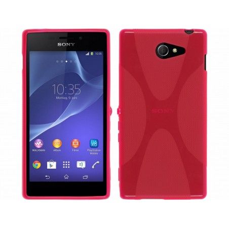 Funda Gel Tpu Sony Xperia M2 Aqua Modelo X Line Color Rosa