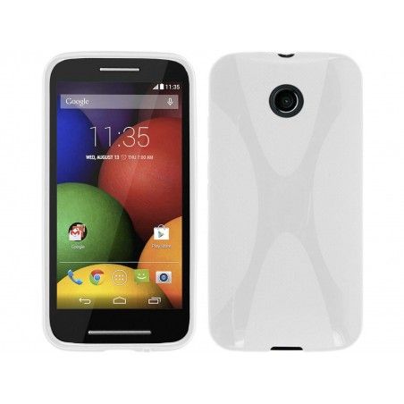 Funda Gel Tpu Motorola Moto E Modelo X Line Color Blanca