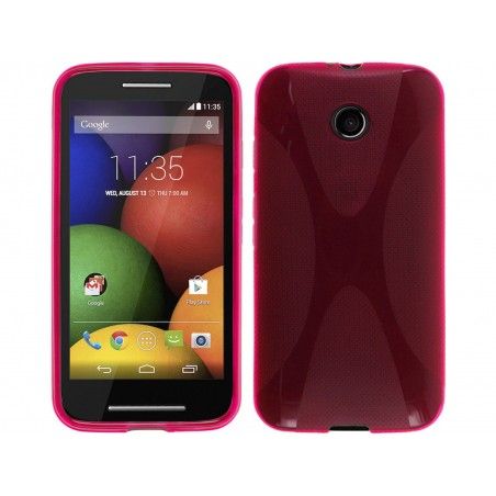 Funda Gel Tpu Motorola Moto E Modelo X Line Color Rosa