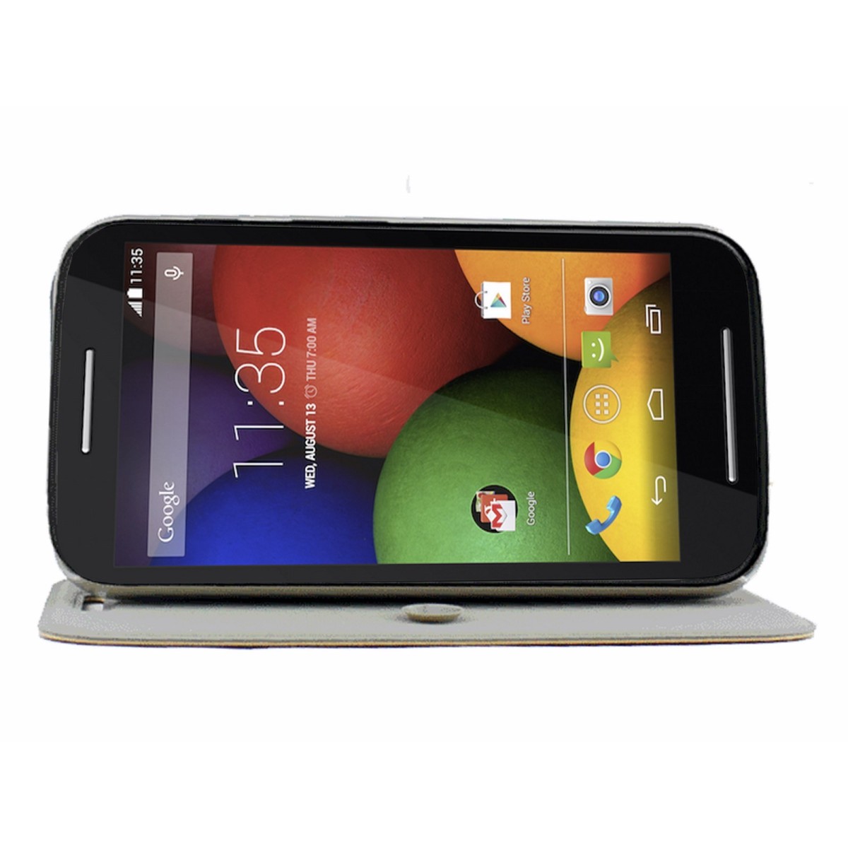 Funda Soporte Piel Texturizada Negra para Motorola Moto E