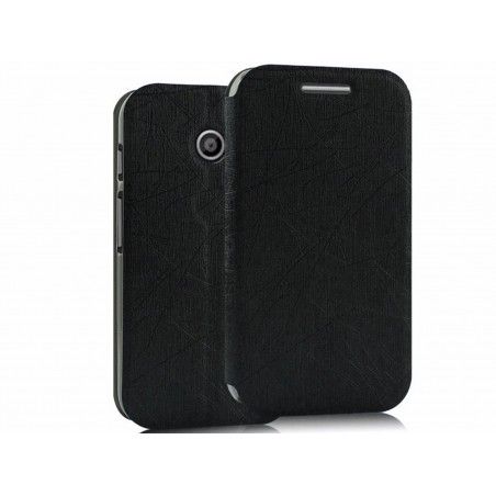 Funda Soporte Piel Texturizada Negra para Motorola Moto E