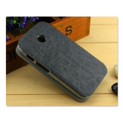 Funda Soporte Piel Texturizada Negra para Motorola Moto E 2