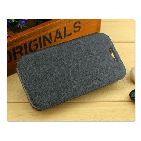 Funda Soporte Piel Texturizada Negra para Motorola Moto E