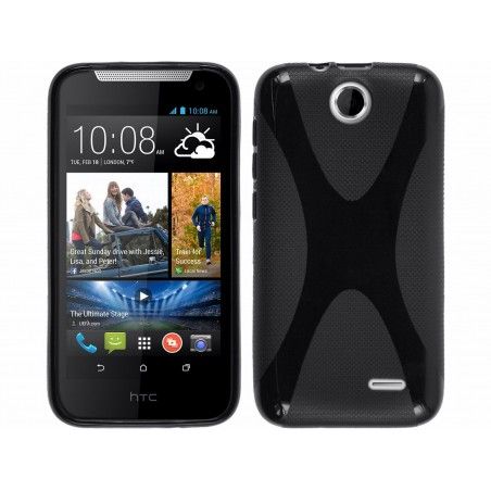 Funda Gel Tpu HTC Desire 310 Modelo X Line Color Negra