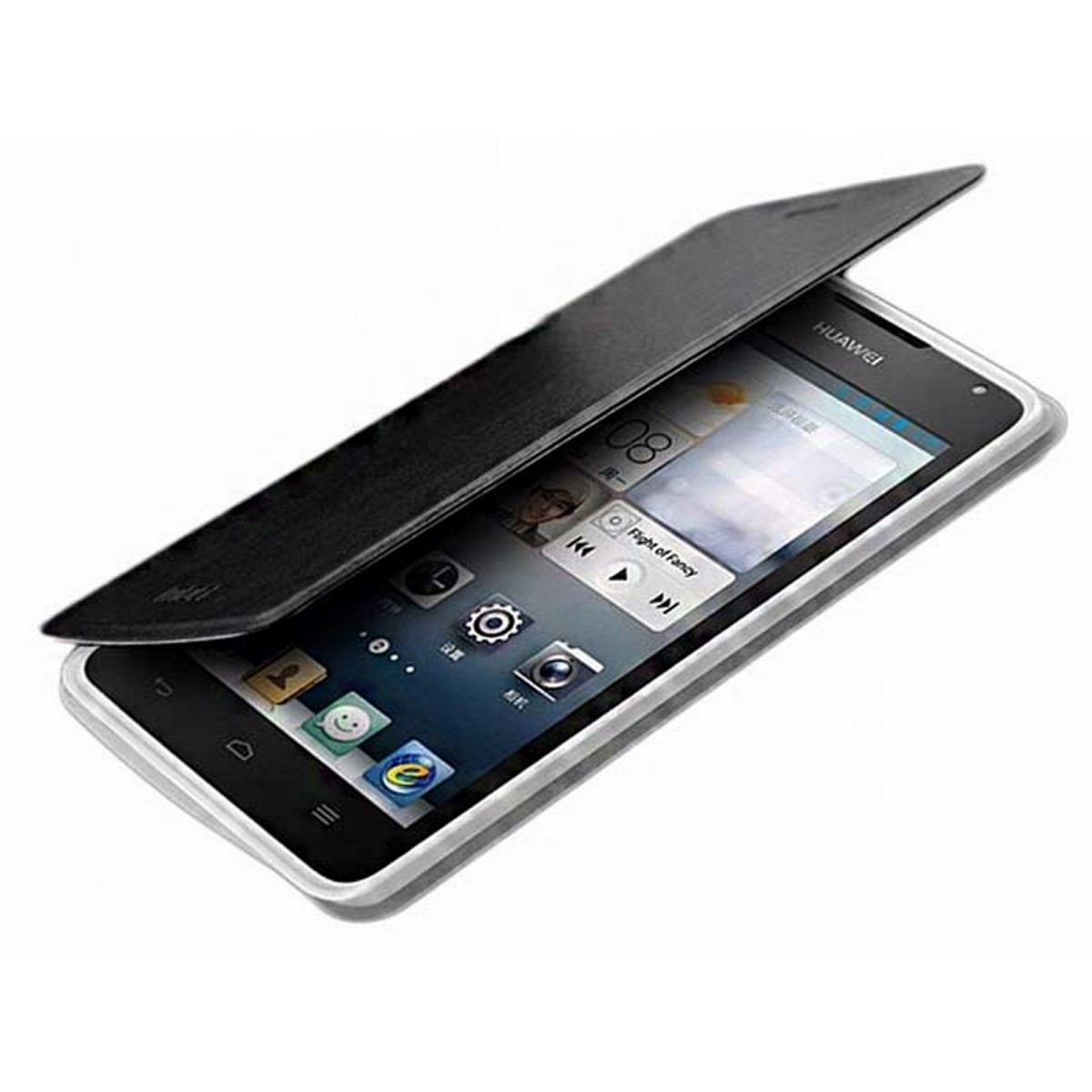 Funda Soporte Piel Negra Mofi para Huawei Ascend Y530