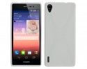 Funda Gel Tpu Huawei Ascend P7 Modelo X Line Color Blanca