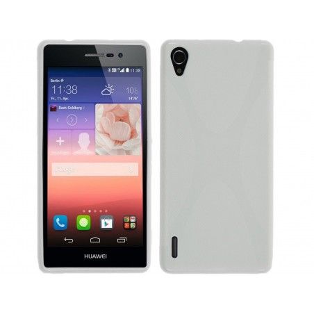 Funda Gel Tpu Huawei Ascend P7 Modelo X Line Color Blanca