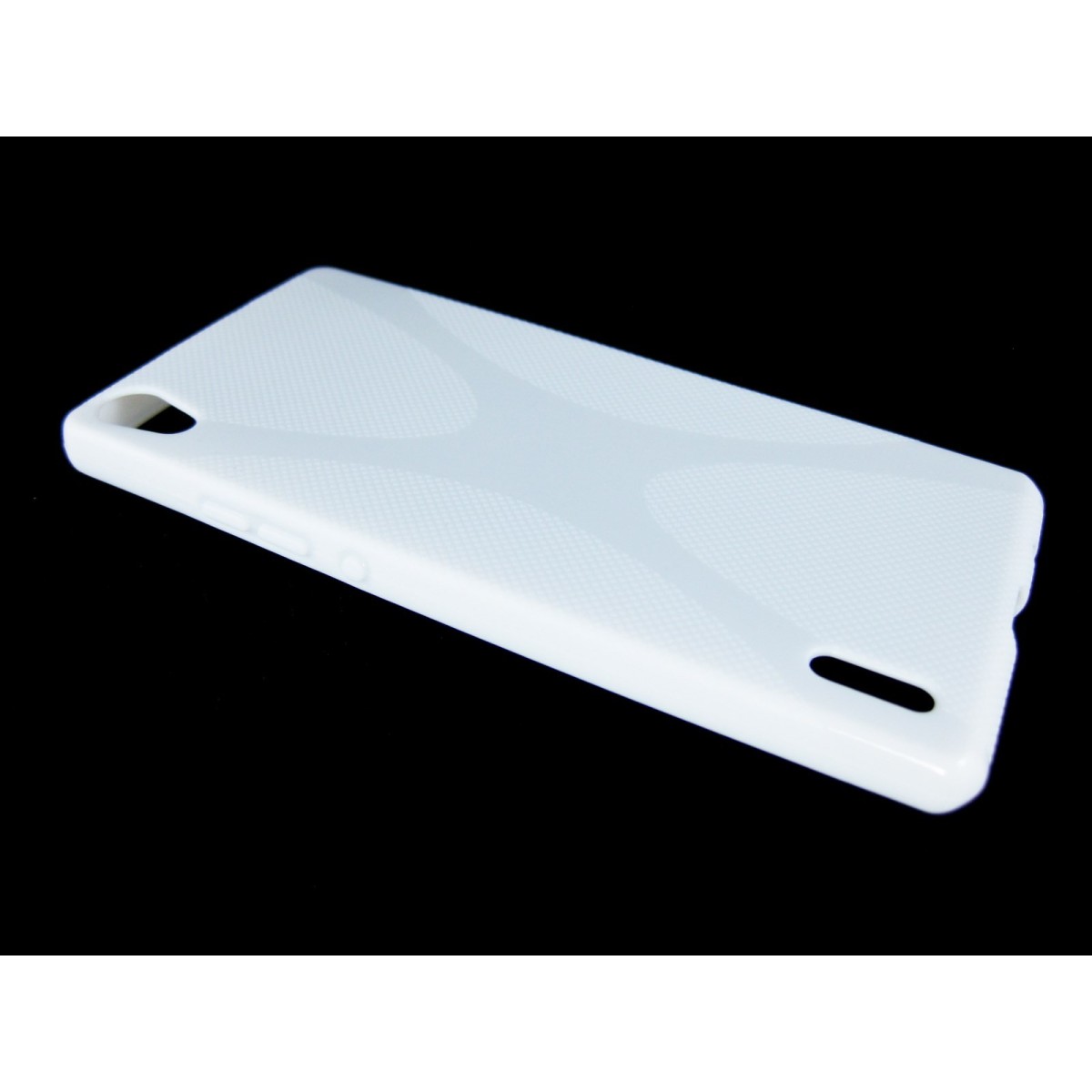 Funda Gel Tpu Huawei Ascend P7 Modelo X Line Color Blanca
