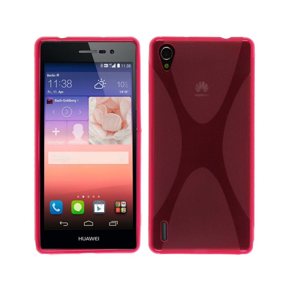 Funda Gel Tpu Huawei Ascend P7 Modelo X Line Color Rosa