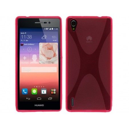 Funda Gel Tpu Huawei Ascend P7 Modelo X Line Color Rosa