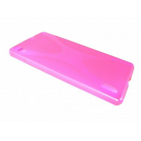Funda Gel Tpu Huawei Ascend P7 Modelo X Line Color Rosa