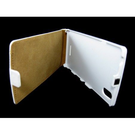 Funda Piel Premium Ultra-Slim Sony Xperia T3 Blanca