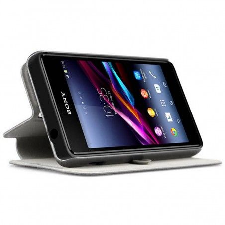 Funda Soporte Piel Texturizada Negra Imak para Sony Xperia E1