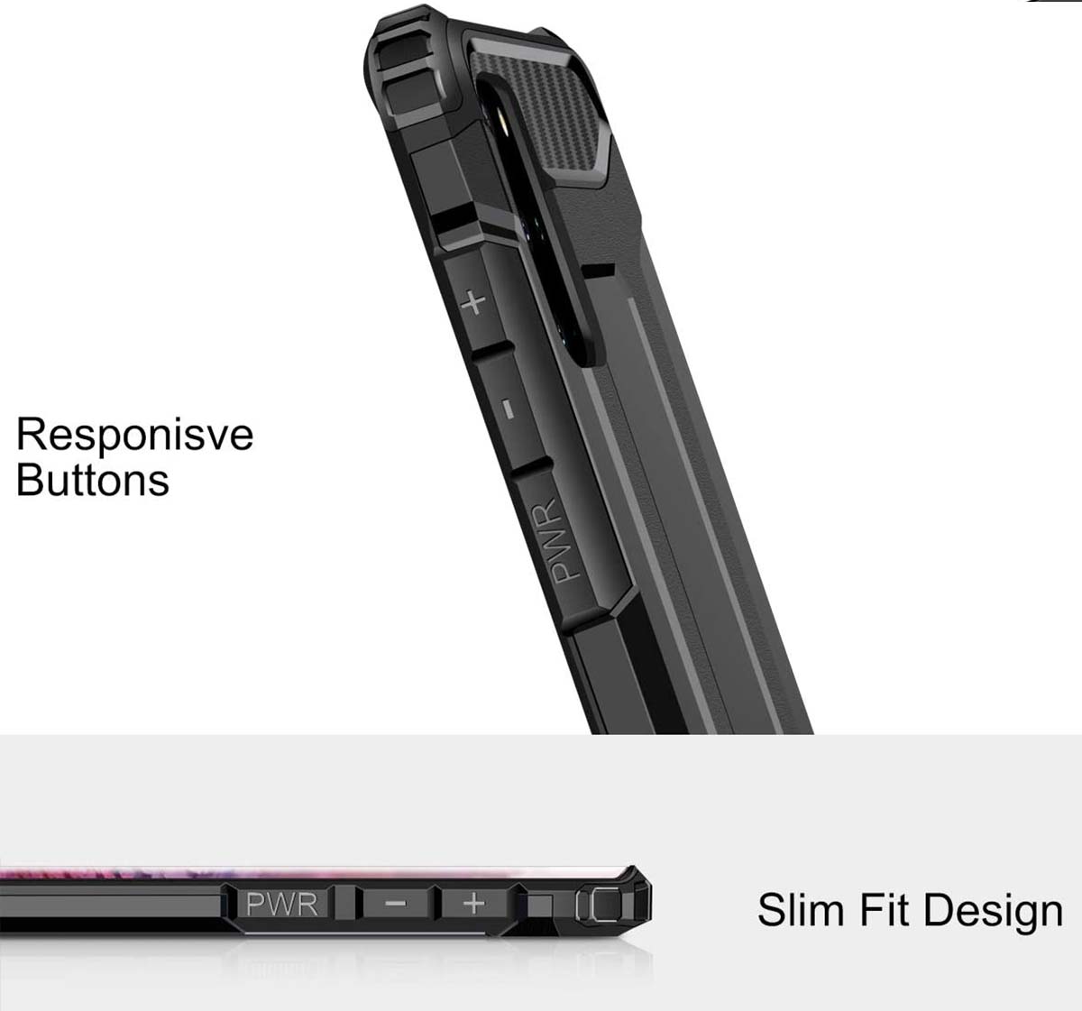 Funda Tipo Hybrid Tough Armor Plus Pc+Tpu Negra para Samsung Galaxy S20